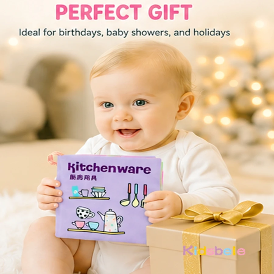 1PC Baby First Cloth Book Soft Crinkle Sensory Toy Montessori Early Learning Washable Tear Resistant Quiet Book for Infants