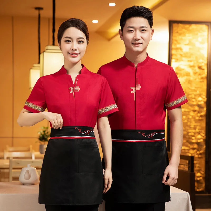 Dining Waiter Workwear Short Sleeve Women's Chinese Restaurant Hot Pot Restaurant Restaurant Tea House Hotel Summer Short Sleeve