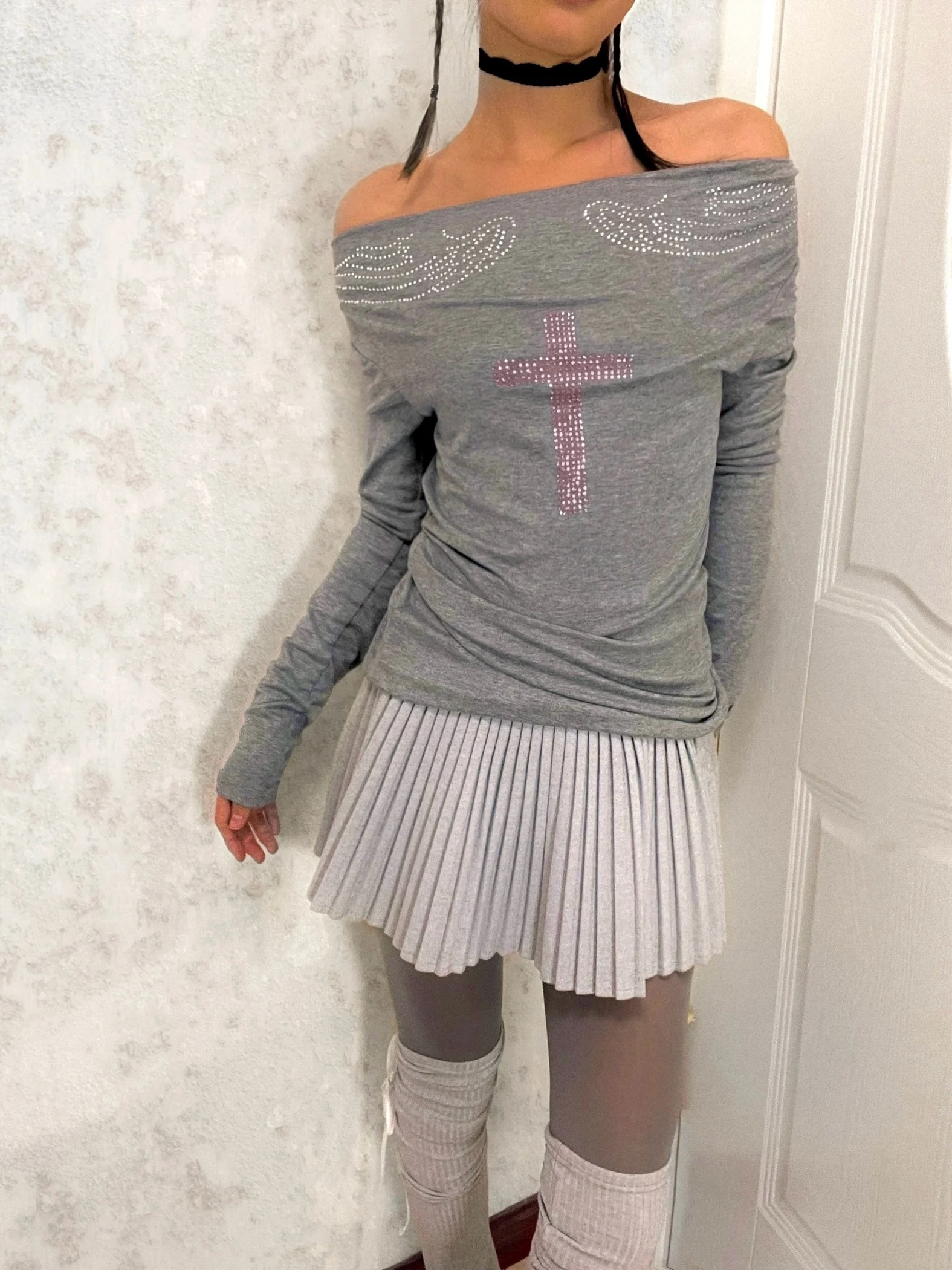 

Женская футболка Casper970 в американском ретро-стиле, с длинным рукавом, с воротником-стойкой, для весны и осени, мягкая и удобная...