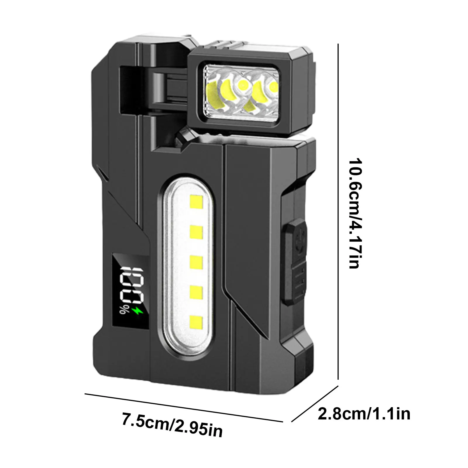 Rechargeable EDC Flashlight 1200 Lumens Magnetic Keychain Flashlight with RGB Light with Rotable Lamp Head for Home Outdoor