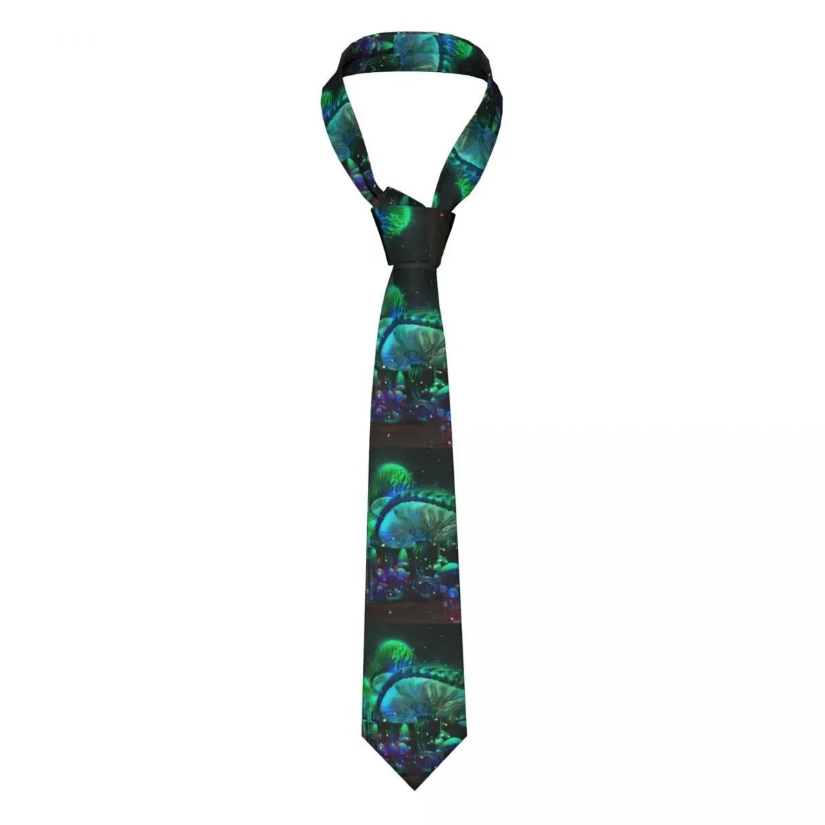 Forest Of Luminous Mushrooms Unisex Neckties Silk Polyester 8 cm Wide Psychedelic Neck Ties for Mens Suits Accessories Cravat