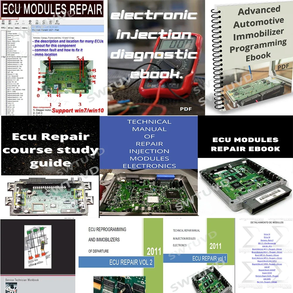 10 PCS ECU REPAIR E-Book Course Study ECU MODULES Repair Helper Electronic Injection Nissan PSA ECU Repair Guide Datasheet