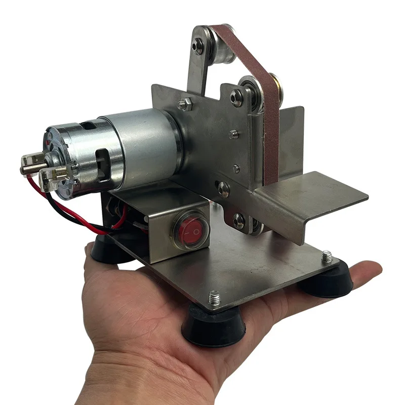 ماكينة سنفرة حزام مصغرة صغيرة كهربائية منزلية صغيرة يمكنك صنعها بنفسك مبراة سكاكين متعددة الوظائف لسطح المكتب ماكينة صنفرة الحزام التجارية