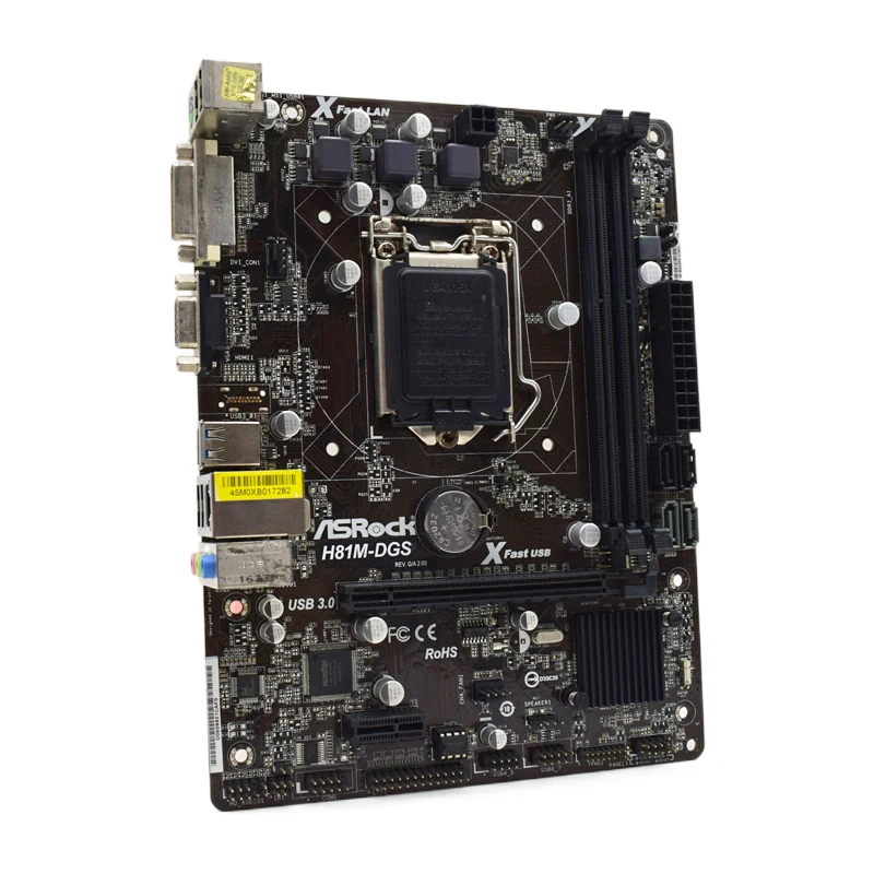 Imagem -03 - Asrock-placa-mãe H81m Dgs Suporta o Lga1150 Core i7 Core i5 Core i3 Cpu Chipconjunto Intel H81 Pci-e 2.0 2x Ddr3 1x Dvi