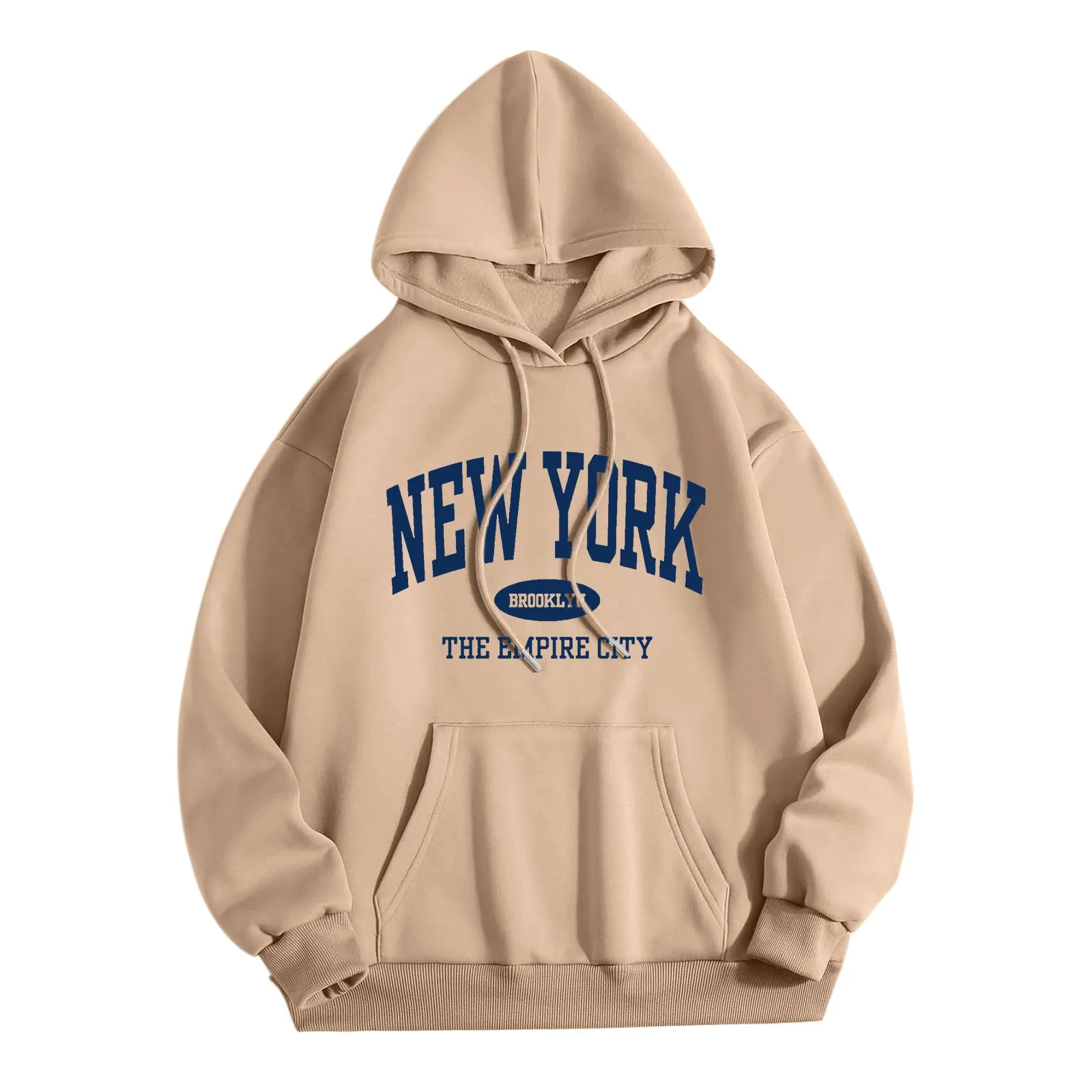 

Fleece Soft Pullover Crewneck Loose Female Tops Clothes New York Queens Letter Printed Hoodies Street Fashion Women Sweatshirts