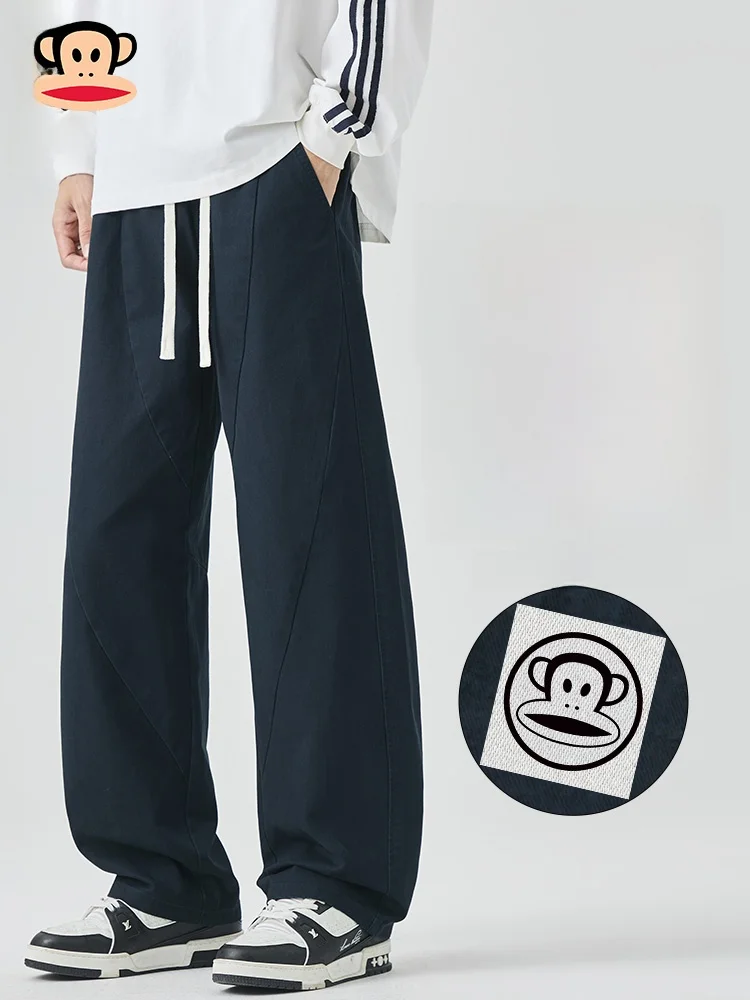 

Мужские повседневные брюки PaulFrank в стиле ретро из чистого хлопка, широкие прямые брюки свободного кроя, удобные осенние брюки в американском стиле