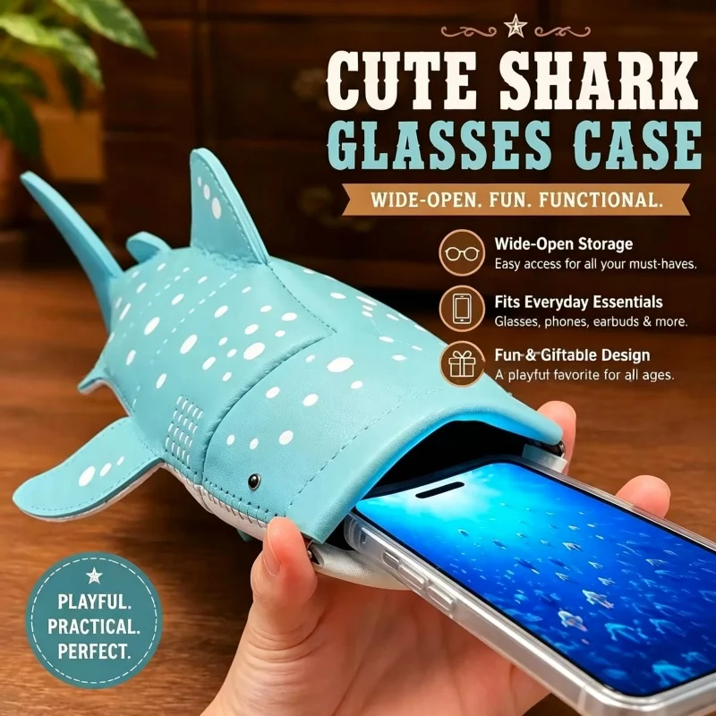 New Model Fashion Cute Blue Shark Mini Whales Coin Coin Wallet Designer Women's Small Change Bag Key Glasses Cosmetics Pouch