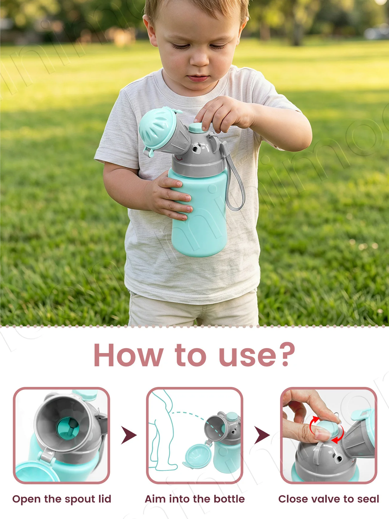 Portable Kids Travel Pee Bottle, Leak-Proof Toddler Urinal Potty Training Bottle for Boys Girls Car Outdoor Trip - view 5