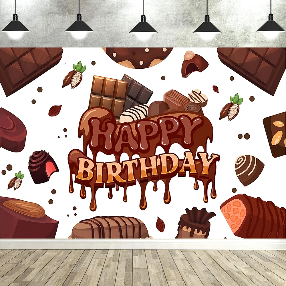 لافتة حفلات الشوكولاتة خلفية عيد الميلاد للأطفال والأولاد والبنات وديكورات حفلات أعياد الميلاد وخلفية التصوير الفوتوغرافي ومستلزمات دعائم الصور