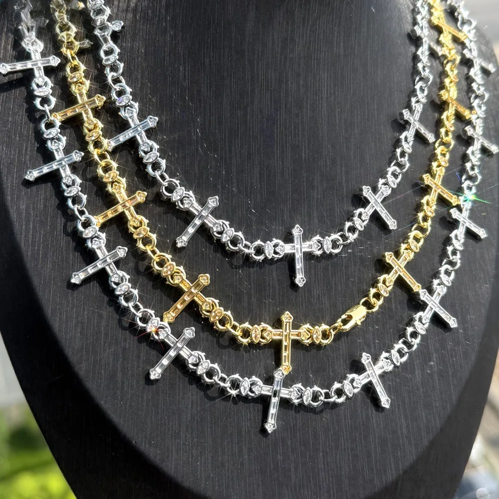 

Men's Hip Hop Gothic Zirconia Cross Necklace, Punk Street Style, Instagram Jewelry Collection, Everyday Wear