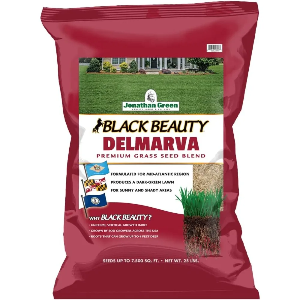 (10392) Black Beauty Delmarva Grass Seed (Made for Maryland, Delaware, Virginia) - Cool Season Lawn Seed (25 lb)