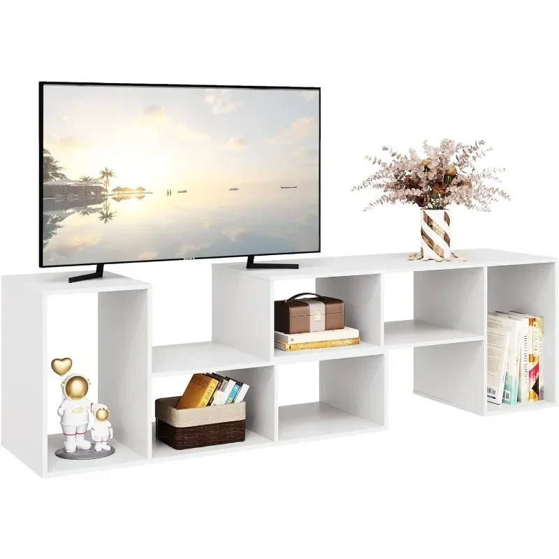 

Flat Screen TV Stand for 65 75 inch TV Modern Entertainment Center with Storage Shelves Media Console Bookshelf