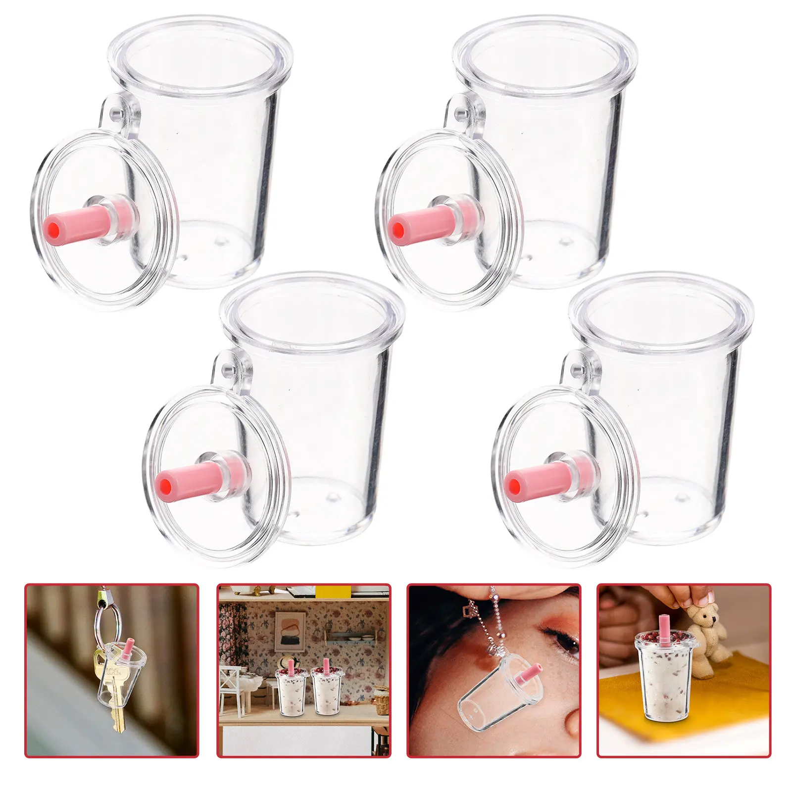 

30Pcs Mini Plastic Cup Charms for Jewelry Making Necklace Pendant Keychain DIY Crafts Hanging Decor Cup Shape Pendants Charm