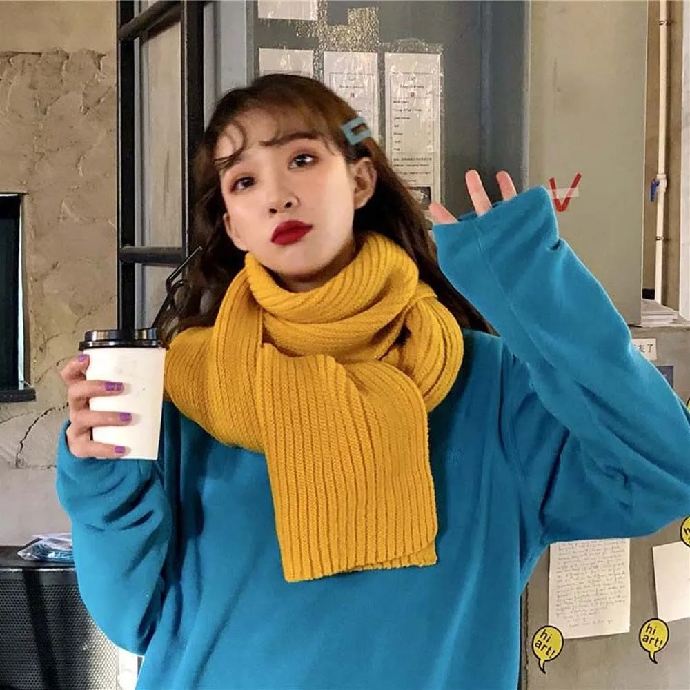 

Шерстяной шарф из акриловых волокон, однотонный длинный утолщенный шейный шарф из полиэстера, классический зимний теплый шарф из спандекса, зимний зимний шарф