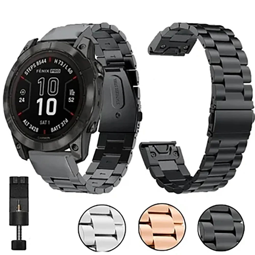 QuickFit 26 22 mm Edelstahl-Armband für Garmin Fenix 7X 7 Pro 5 5X 6 6X/Epix Pro Gen 2 51 mm 47 mm Uhrenarmband-Zubehör