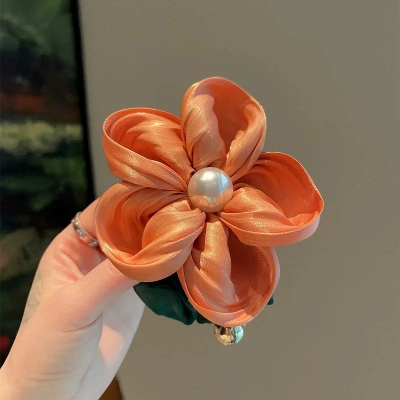 1pc Premium Perle Blume Haarband Krawatte Haar haltbares Stirnband vielseitiges Dickdarm band Krawatte Haar hochela tisches Gummiband – Detail 7