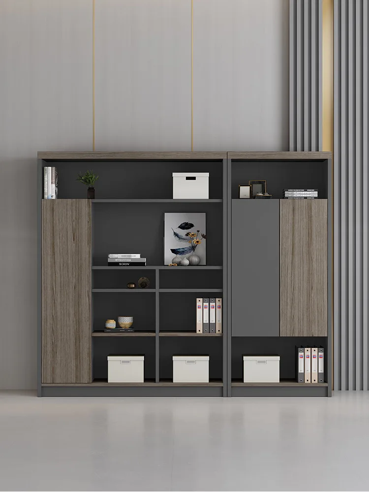 Armário de arquivo de madeira simples e moderno armário de arquivo estante de vidro bloqueado escritório