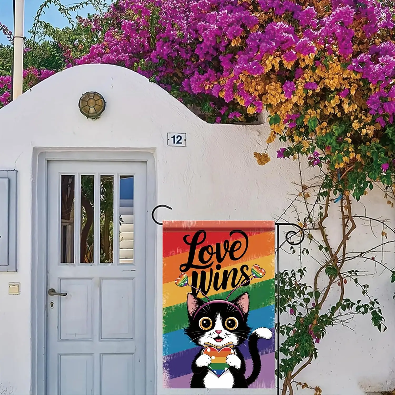 Spring Summer Cat Garden Flag 12x18 Vertical Double Sided Celebrate Love Equality Spring Farmhouse Holiday Outside Decoratio yyi