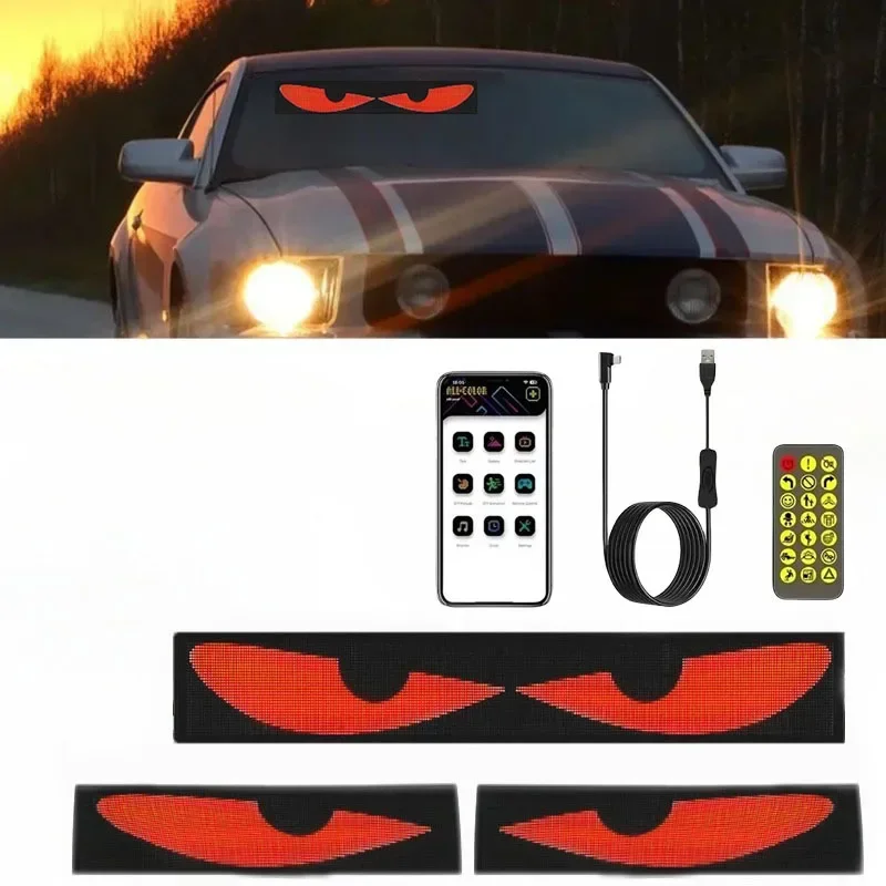 

BOTAI led car ambient light Flexible LED Windshield Display Cars Animated Blinking Demon Eyes APP Programmable Soft LED Screen