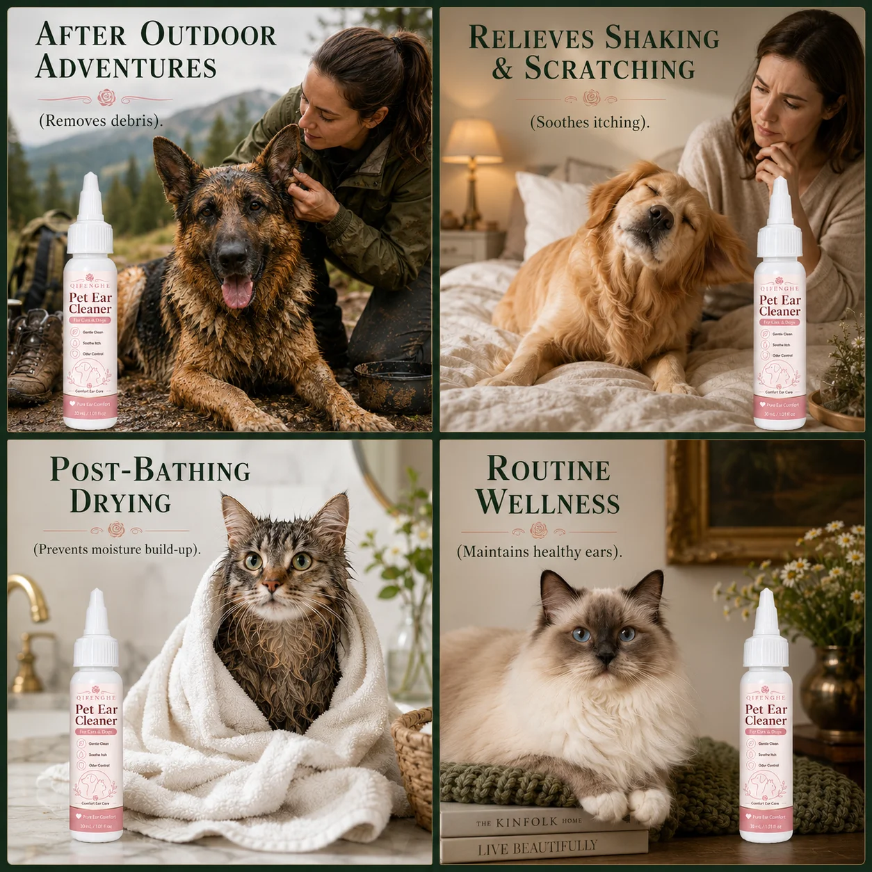 Pet Ear Drops for Itch Relief & Wax Removal, Odor Neutralizer, Soothing, No Alcohol, Easy Dropper, 30ml