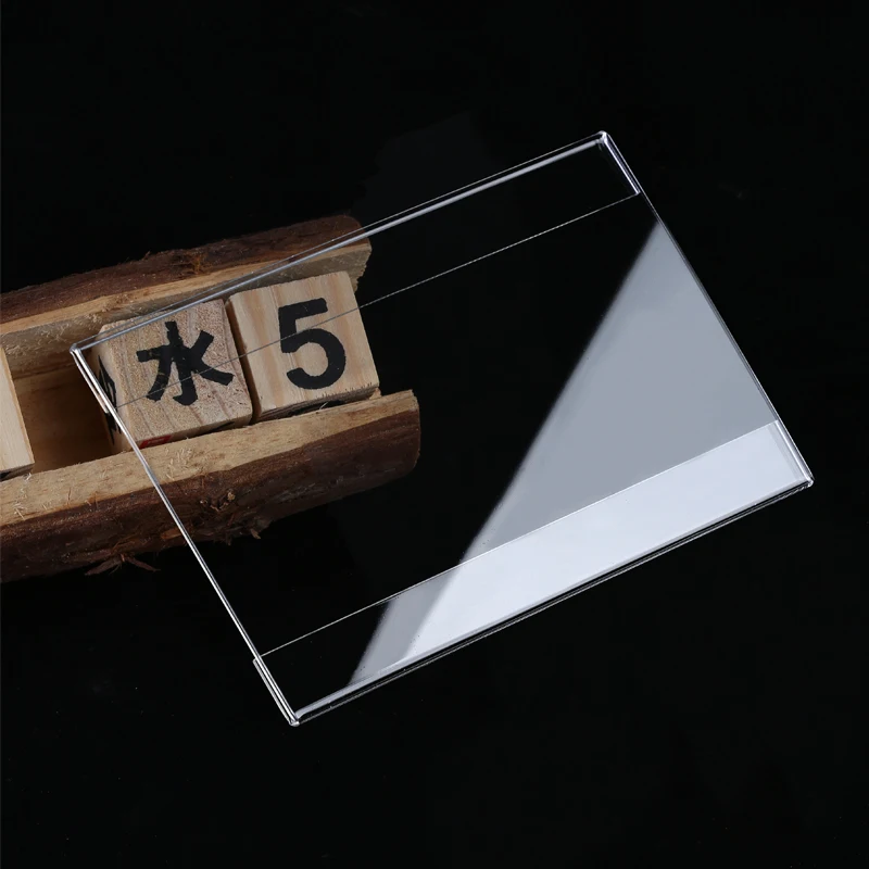 10pcs Clear Acrylic Wall Mount Shelf Sign Holder Price Card Tag Label Counter Top Display Stand With Adhesive Tape Sticker