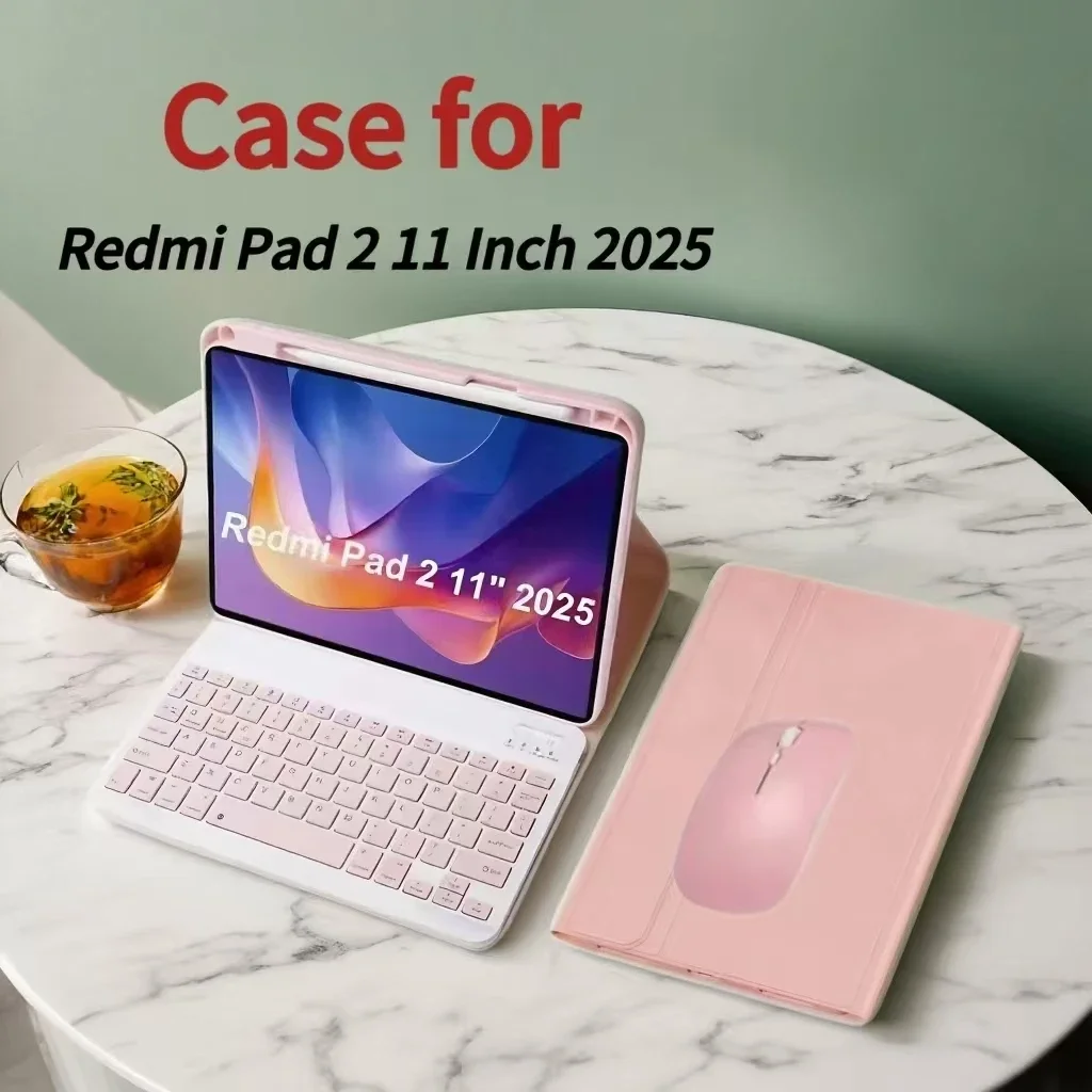 

Чехол для Redmi Pad 2 11 дюймов 2025, чехол с Bluetooth-клавиатурой для Xiaomi Redmi Pad 2 11 Беспроводная съемная клавиатура Bluetooth