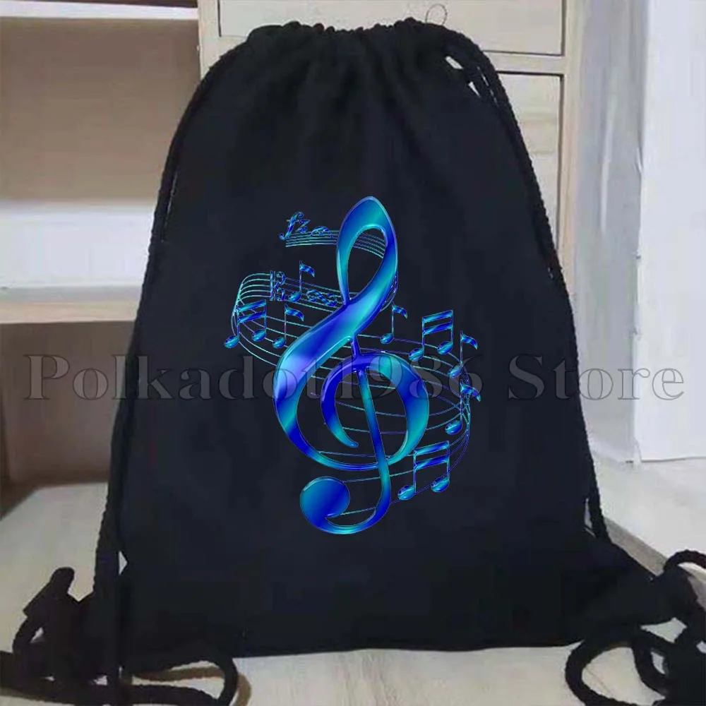 Music Lover Guitar Colorful Floral Treble Clef Music Notes Cute Gifts Drawstring Bags Soccer Backpack Gym Sackpack String Bag
