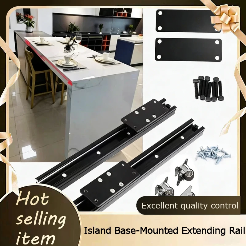 Heavy Duty Undermount Extending Slide Rail For Kitchen Island Breakfast Bar Pull Out Straight Line Movement With Hardware Kit