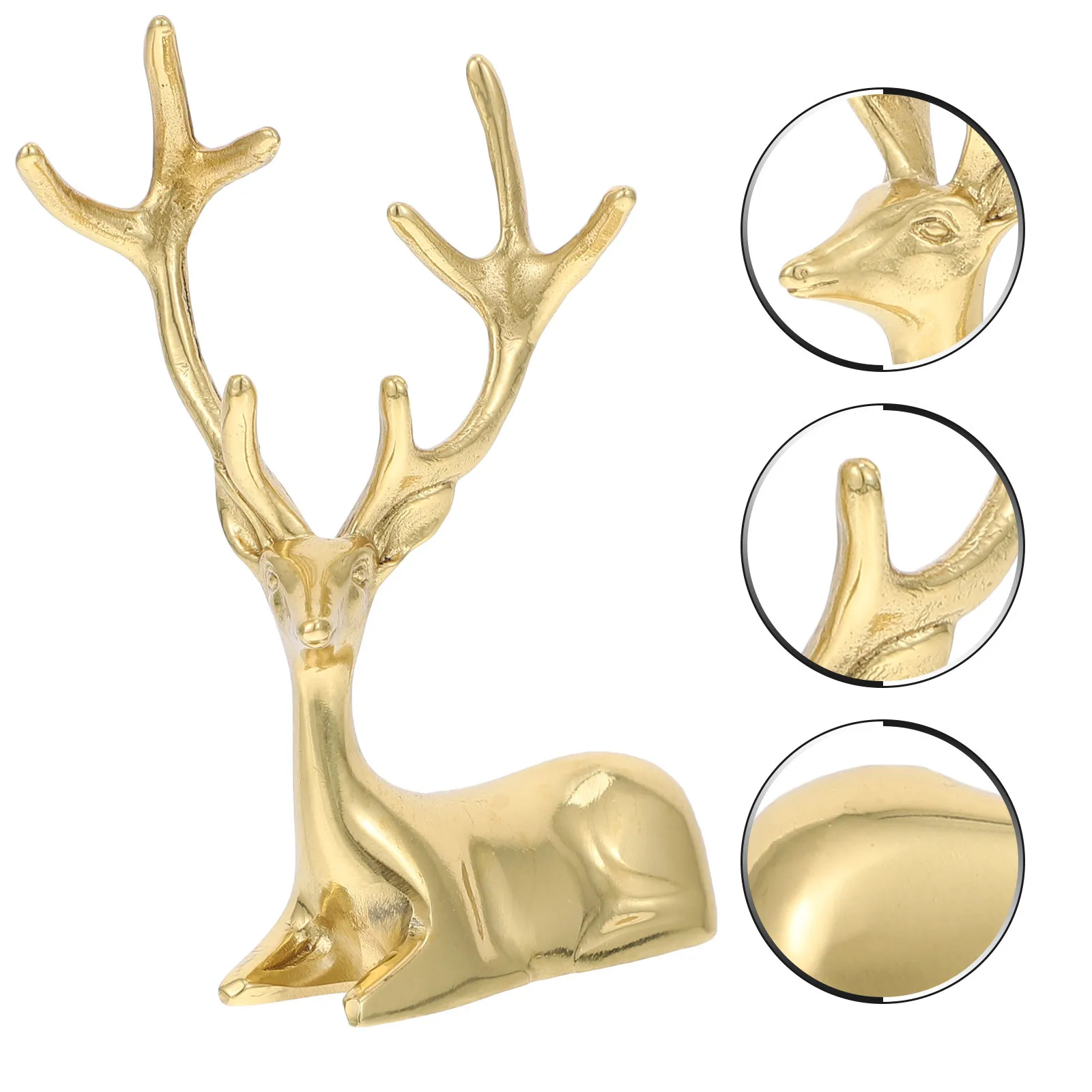 

Copper Sika Deer Desktop Ornament Room Decor Christmas Table Decoration Animal Statue Office Home Holiday Fireplace Adornment