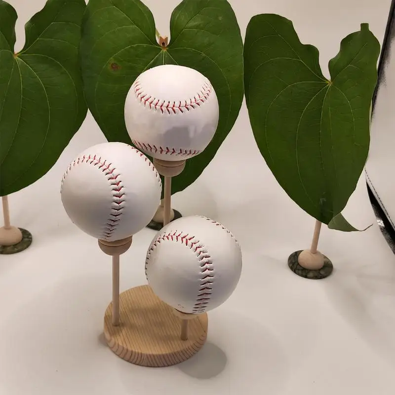 Baseball Holders Baseball Rack Display Holder Wooden Base Ball Stand Display Holder For Golf Baseball Softball Tennis Ball