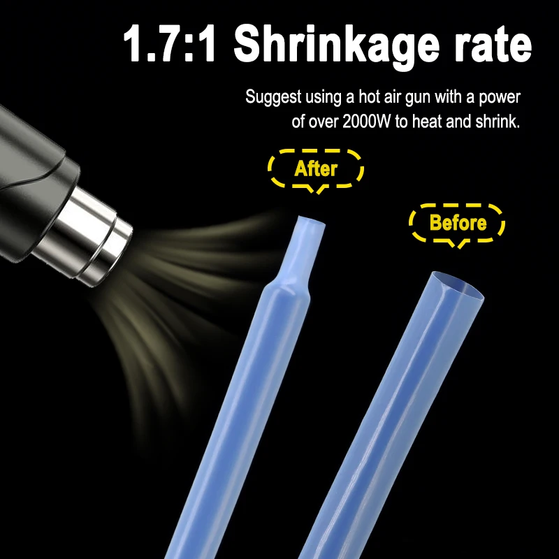 1/5m 1.7:1 Transparent PTFE Heat Shrinkable Tube Diameter 0.5/1/2/2.5/4/5/6/8/10/12mm High Temperature 260℃ Pipe Shrink Sheath