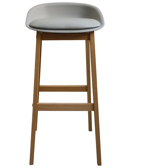 

Modern Kitchen High Bar Chair with Wooden Legs and PP Plastic Seat for Dining