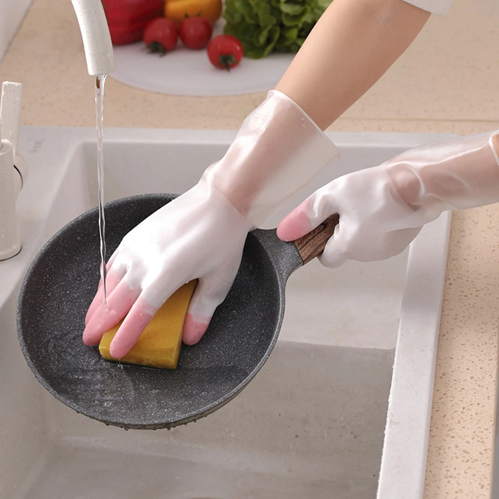 

3 Pairs Waterproof Anti-slip Gloves Dishwashing Dishwasher for Women Kitchen Reusable