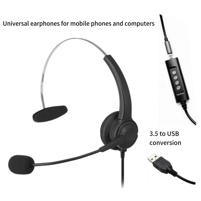 M17B USB 3,5 mm Telefon-Headset Mikrofon Noise Cancelling Kopfhörer Call-Center-Headset für Mobiltelefon-Geschäftsgespräche