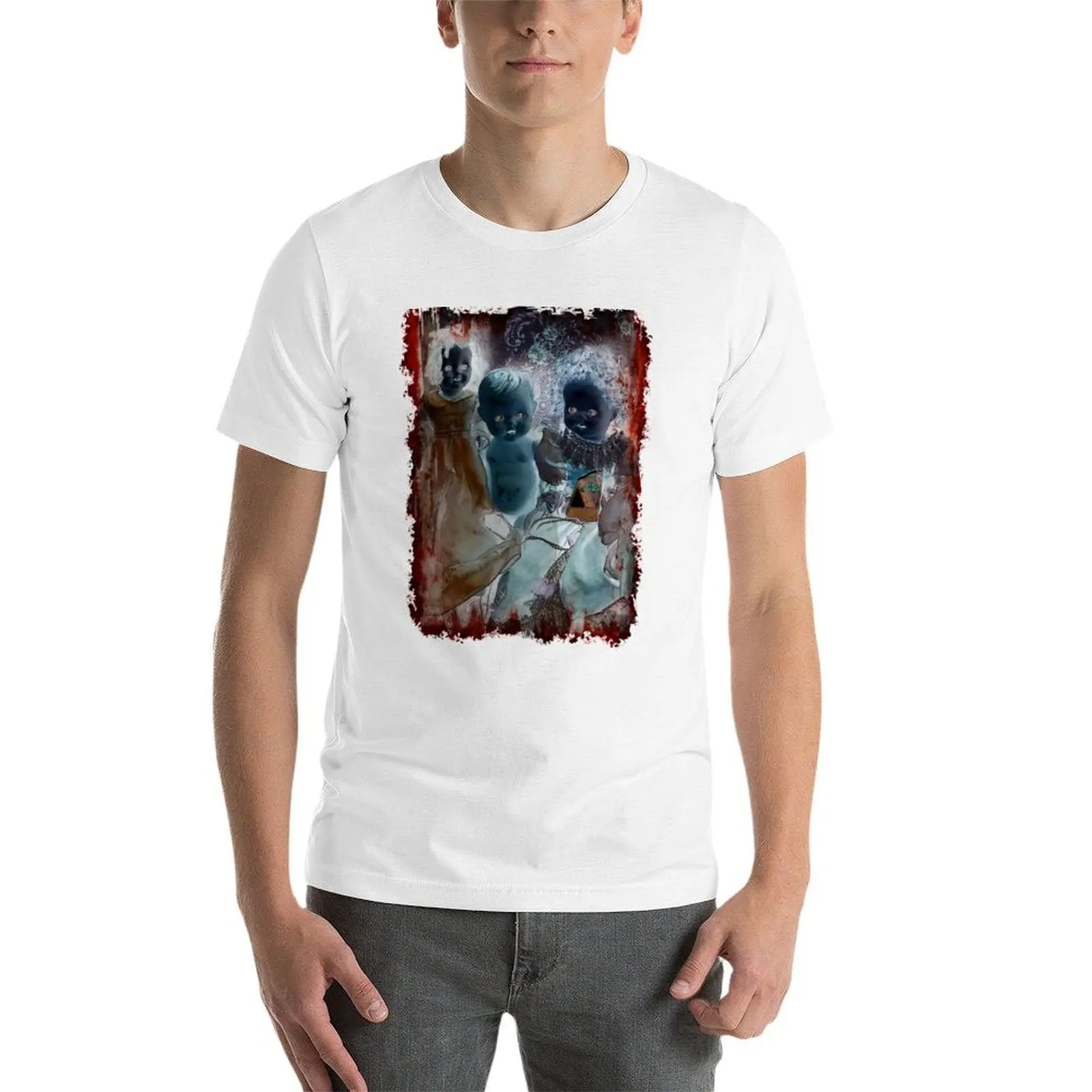 الأصلي زاحف القوطية هالوين الدمى الأطفال الرعب عاشق هدية تي شيرت تي شيرت تي شيرت رجل القطن تي شيرت