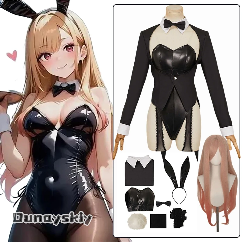 

Anime Roleplay Kitagawa Marin Costume Bunny Girls Jumpsuit Tail Headband Outfits Halloween Carnival Disguise for Adult Women