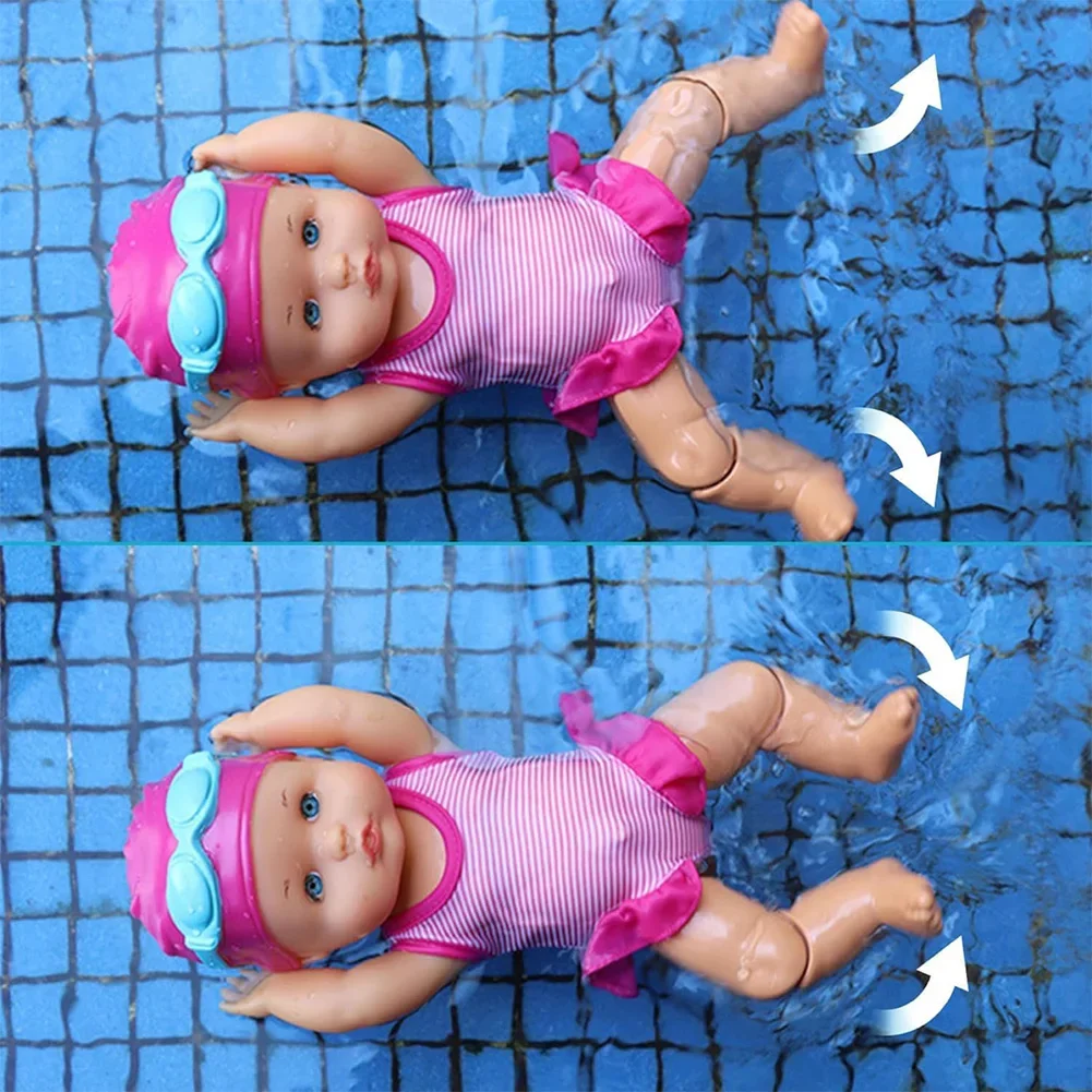 Swimming Doll Waterproof Kids Bathroom Bath Toy with Movable Joint and Detachable Suit Baby Bathtub Toy Birthday Gift for Kids
