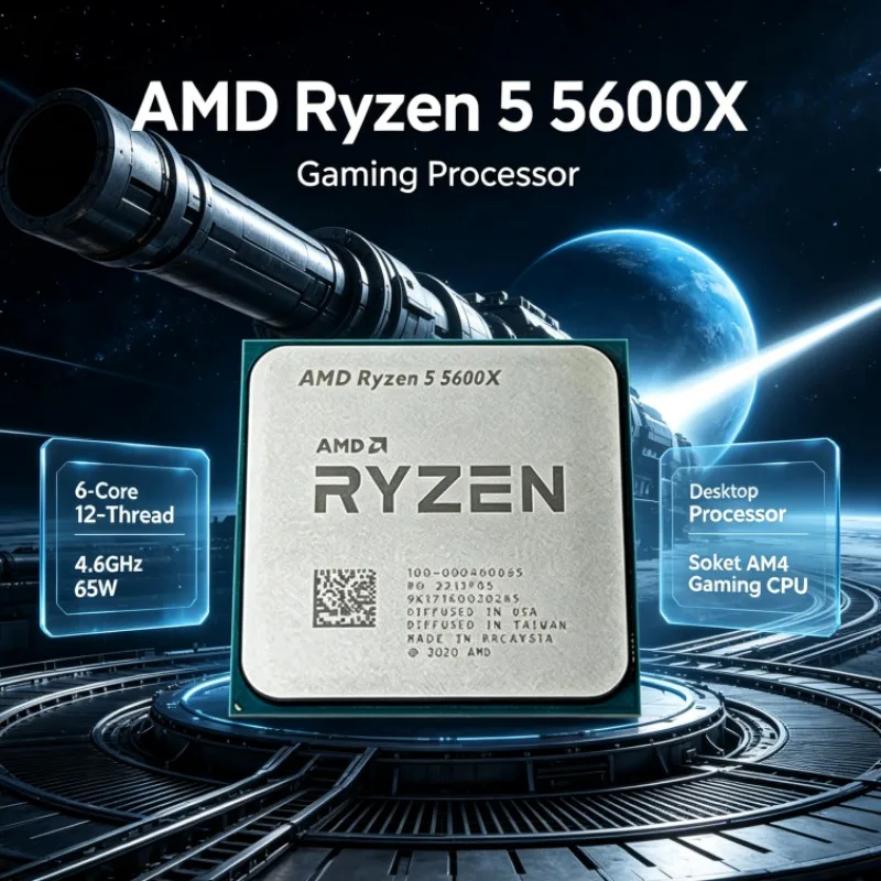 AMD Ryzen 5 5600X R5 5600X CPU 6-Core 12-Thread 4.6GHz 65W Zen3 Desktop Processor Socket AM4 Gaming CPU