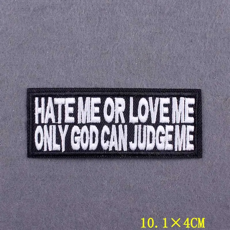 Embroidery Patch Black and white Iron On Patches For Clothing DIY Slogan Badges On Backpack Hippie Hook Loop Patches On Clothes