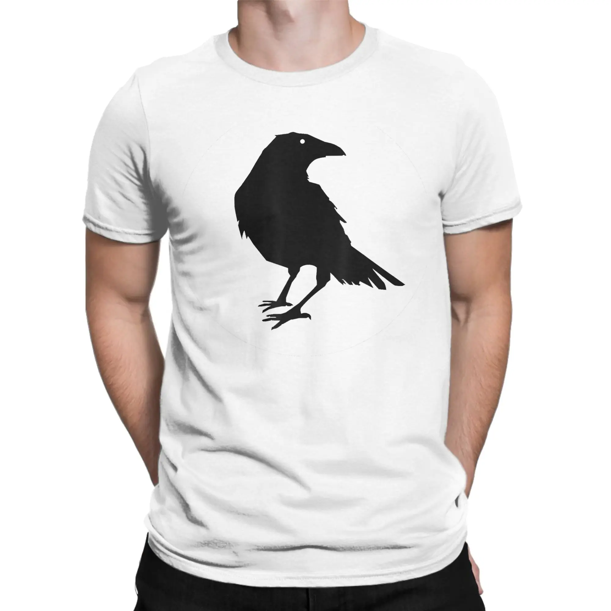 Beautiful Black Crow Raven Bird Silhouette T Shirt Men Pure Cotton Funny T-Shirts O Neck  Tees Short Sleeve Clothes Summer
