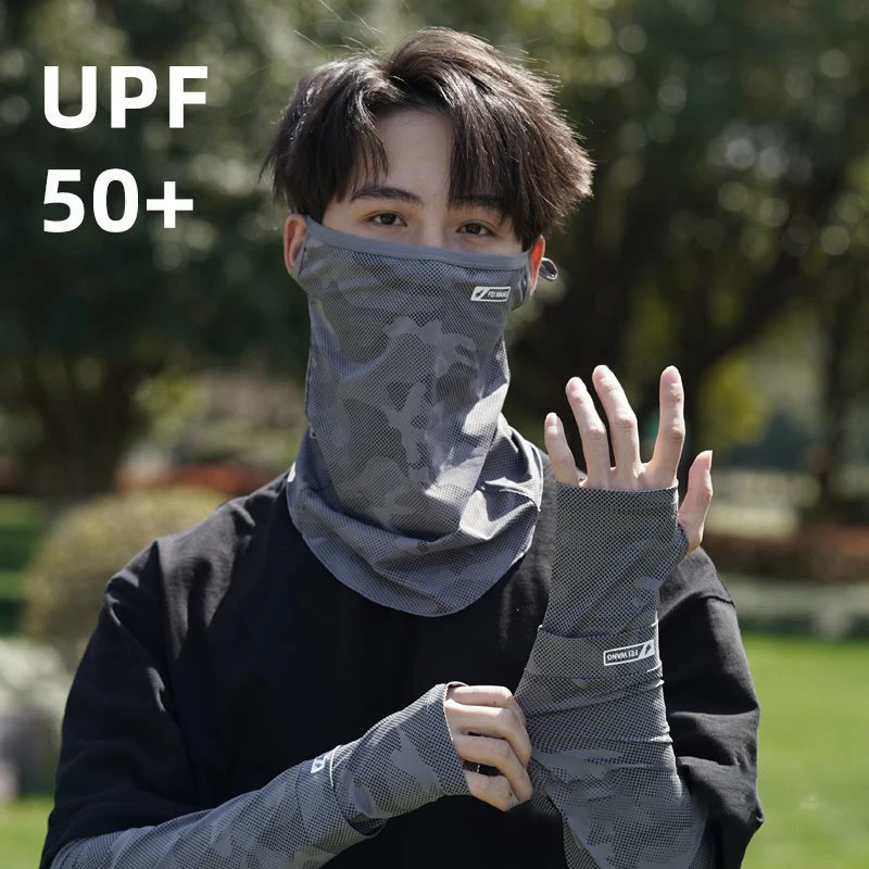 Neck Gaiter UV Protection Face Mask Ice Silk Unisex Face Cover Cycling Cooling Breathable Fishing Ear-Loop Adjustable Neck Scarf