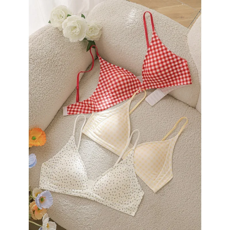 

Women Seamless Bra Summer Thin Comfort Thin Strap Sexy Deep V French Triangle Cup Breathable Soft Wire Free Bralette 32-38 S-xl
