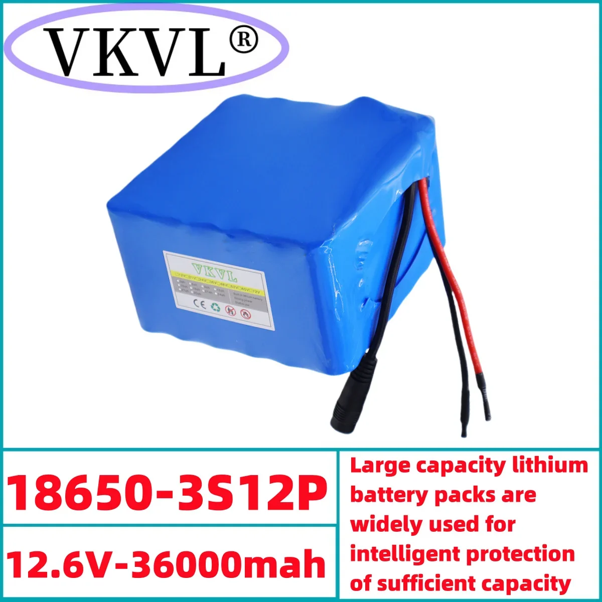 12V36Ah rechargeable lithium-ion battery, LED lights, backup camera, sound system 3S12P12V36000mah mobile power supply+charger