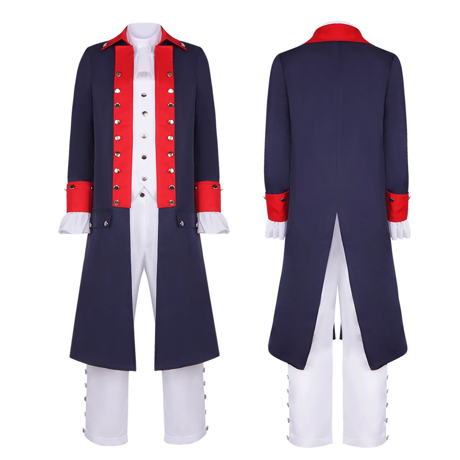 Musical Rock Opera Hamilton Alexander Cosplay Victorian Costume Adult Men Boys Parent Child Outfits Medieval Navy Blue Trench