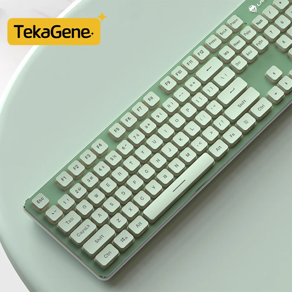 

Tekagene 104 клавиши Клавиатура со светодиодной подсветкой Игровая офисная проводная клавиатура Тонкая бесшумная клавиатура Шоколадные эргономичные колпачки для клавиш с цифровой клавиатурой