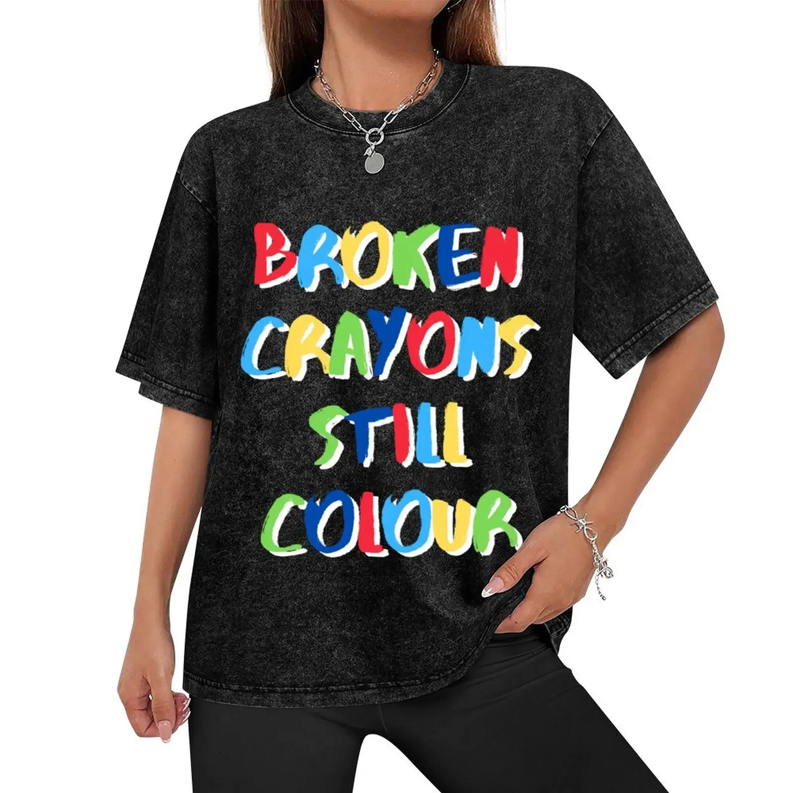 Broken Crayons Still Colour T-Shirt oversized t shirt vintage street wear men workout shirt