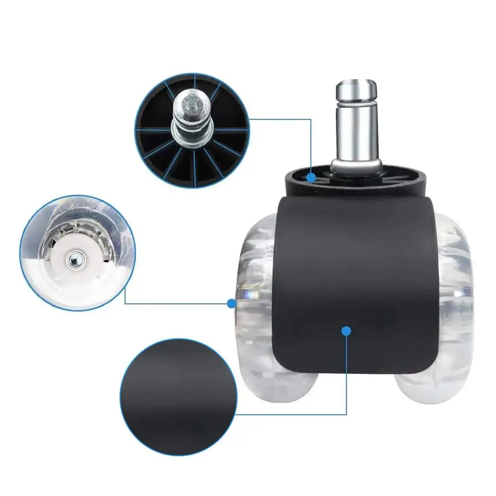 Universal Mute Wheel Office Chair Caster Swivel Rubber Soft Safe Rollers Furniture Hardware Chair Wheels for Desk Office