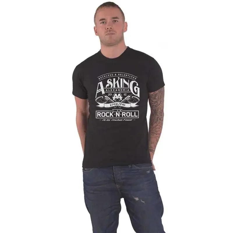 Asking Alexandria T Shirt Rock N Roll Reckless Relentless Official Mens Black