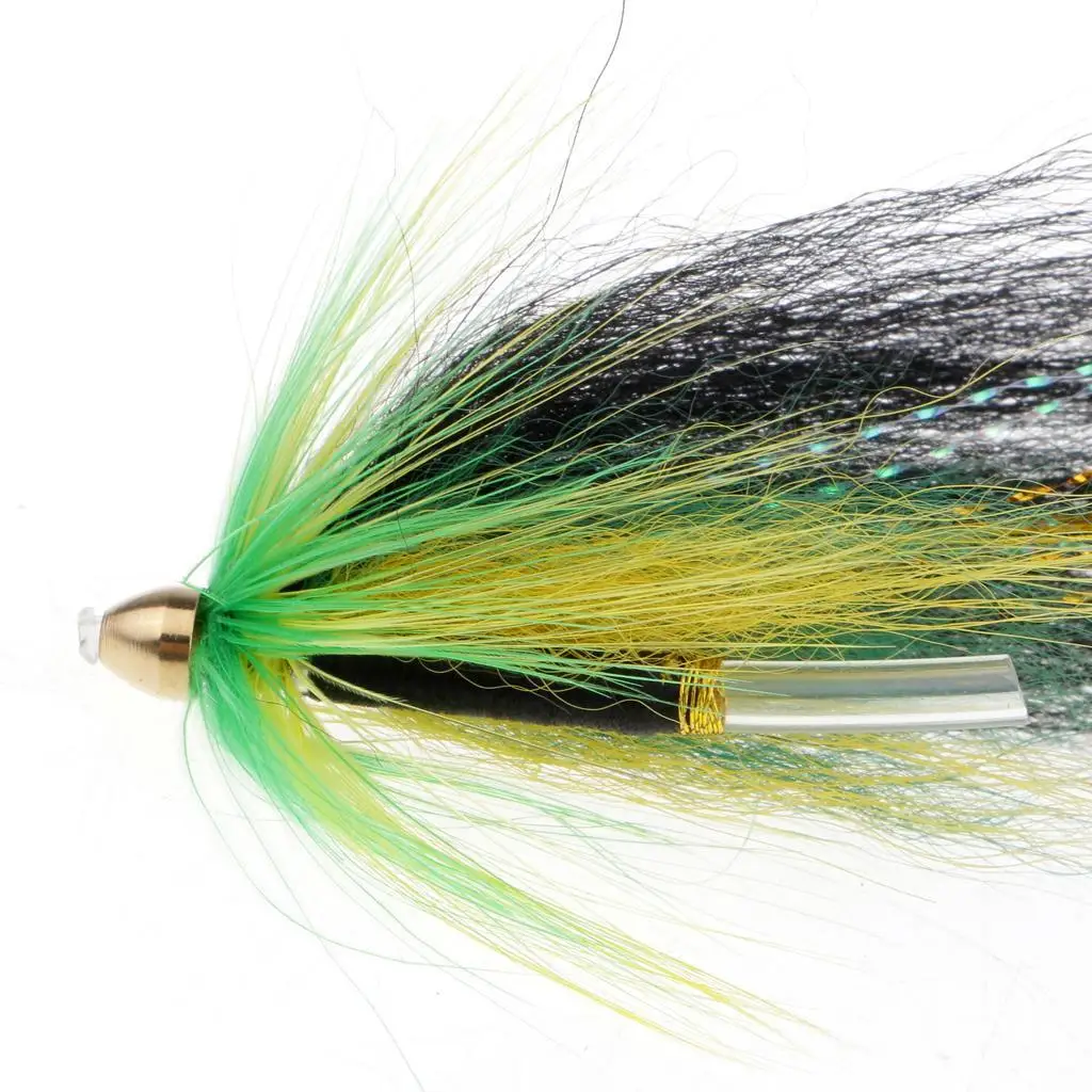 

4pcs Trout Fishing Tube Flies Artificial Lure Set Copper Head Fly Fishing Flies for Salmon Steelhead
