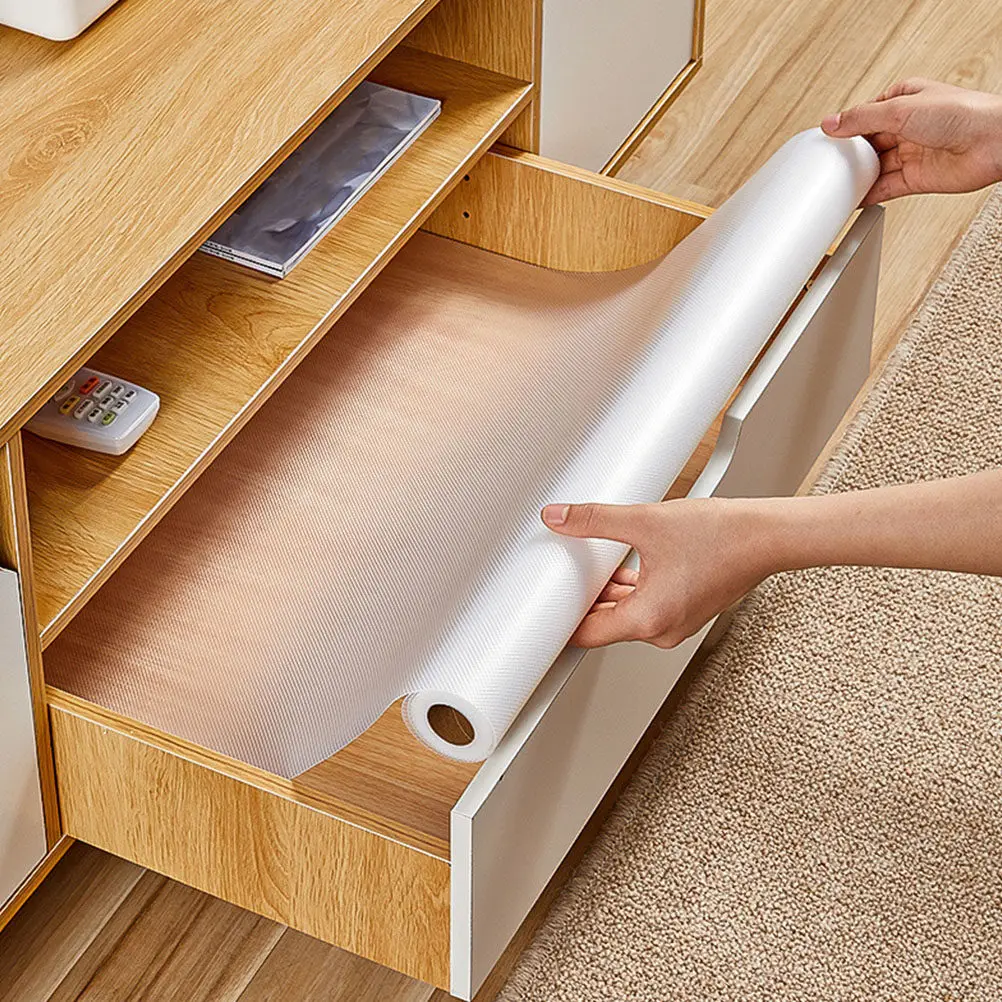 2 Rolls Moisture Proof Mold Resistant Shelf Liners Translucent Non Slip Kitchen Cabinet Drawer Mats Refrigerator Fridge Mats